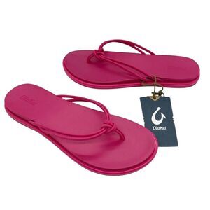 OluKai AKA Sandals Womens Size 10 Pink Plumeria Beach, Flip Flops 20509-6P6P